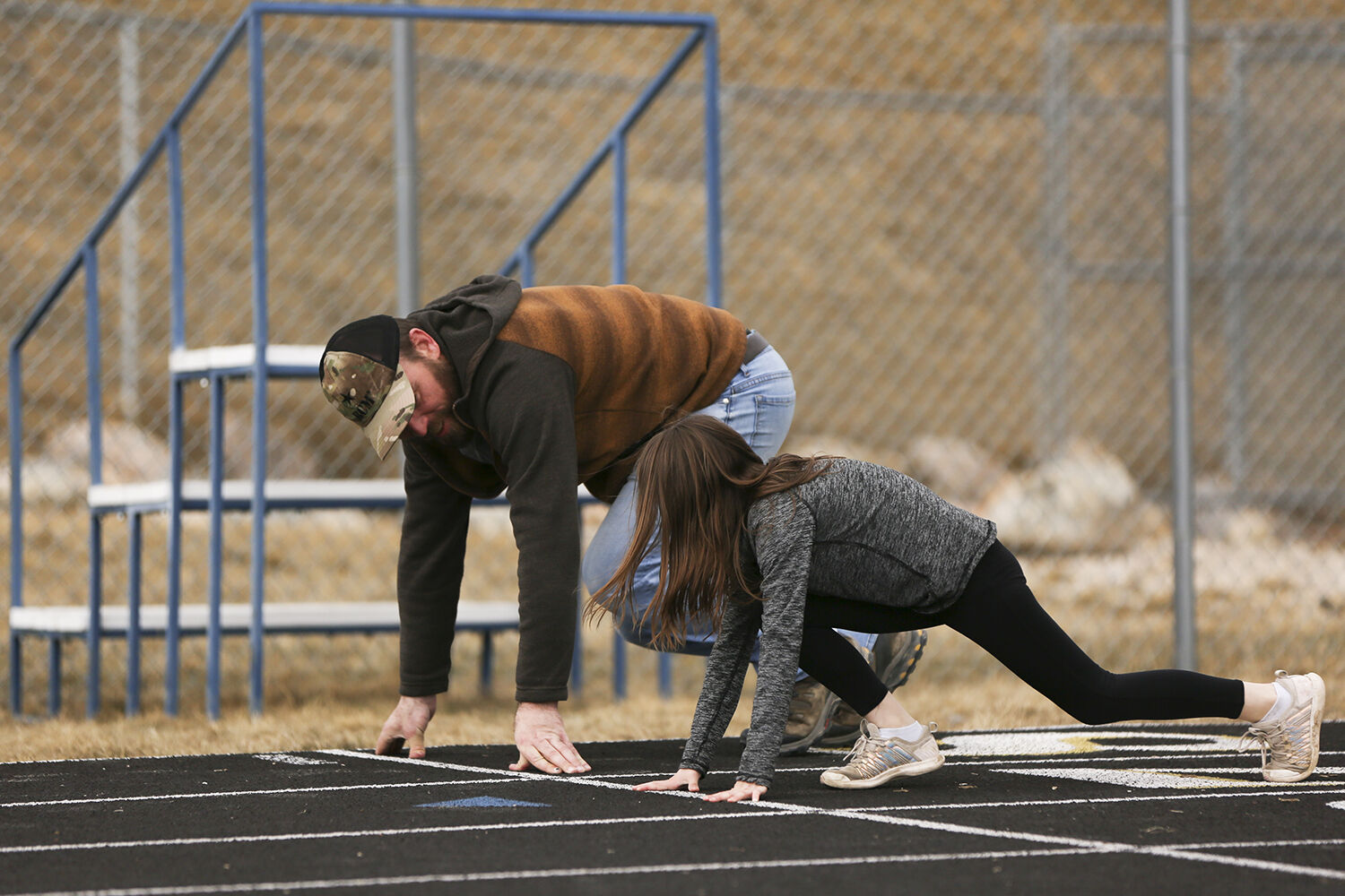 Shawn Berry lines up with his daughter Harper